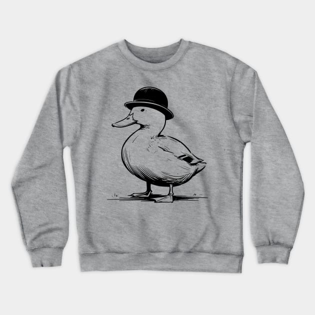 duck wearing a bowler hat Crewneck Sweatshirt by Yopi